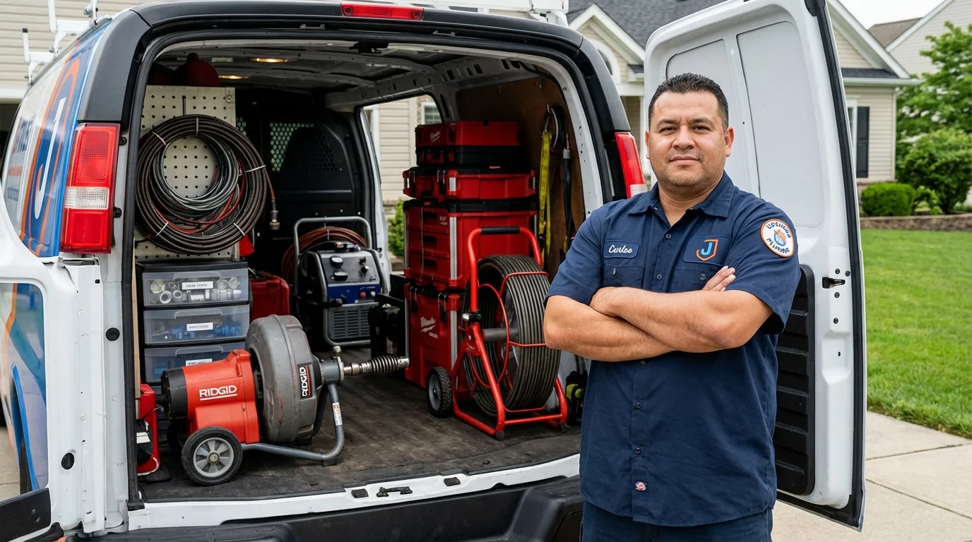 Professional drain cleaning equipment and Johns Plumbing LLC plumber in Anchor Point